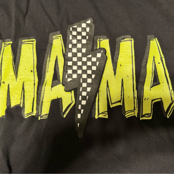 Women’s Neon Checkerboard Graphic Black T-Shirt - Picture 2 of 3
